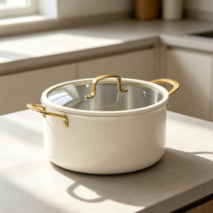 8QT White Tri-Ply Stainless Steel Stock Pot with Lid